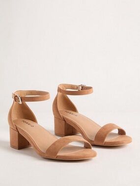 Torrid Tan Suede Ankle-Strap Block Heels - 6.5WW